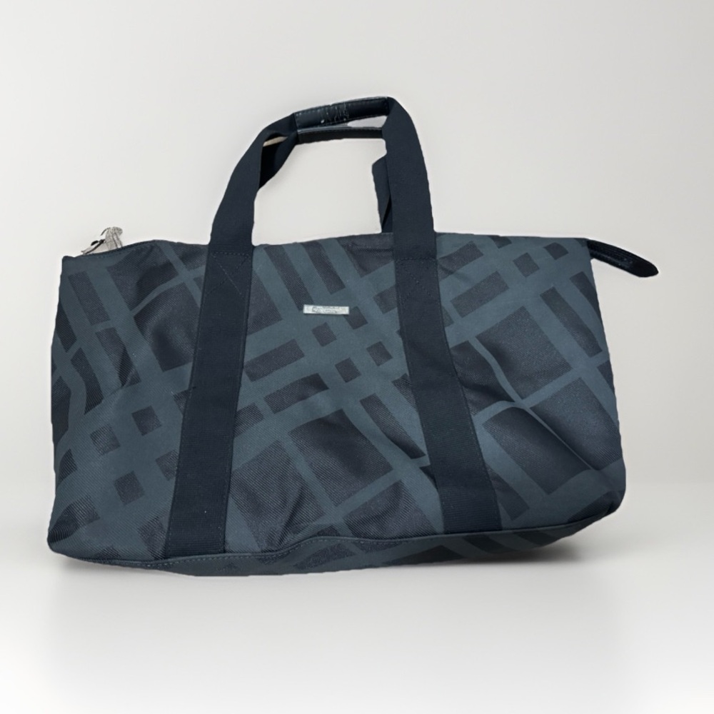 BURBERRY Fragrances Plaid Large Canvas Duffle Tote Bag Nova Check Black Unisex - Picture 1 of 7